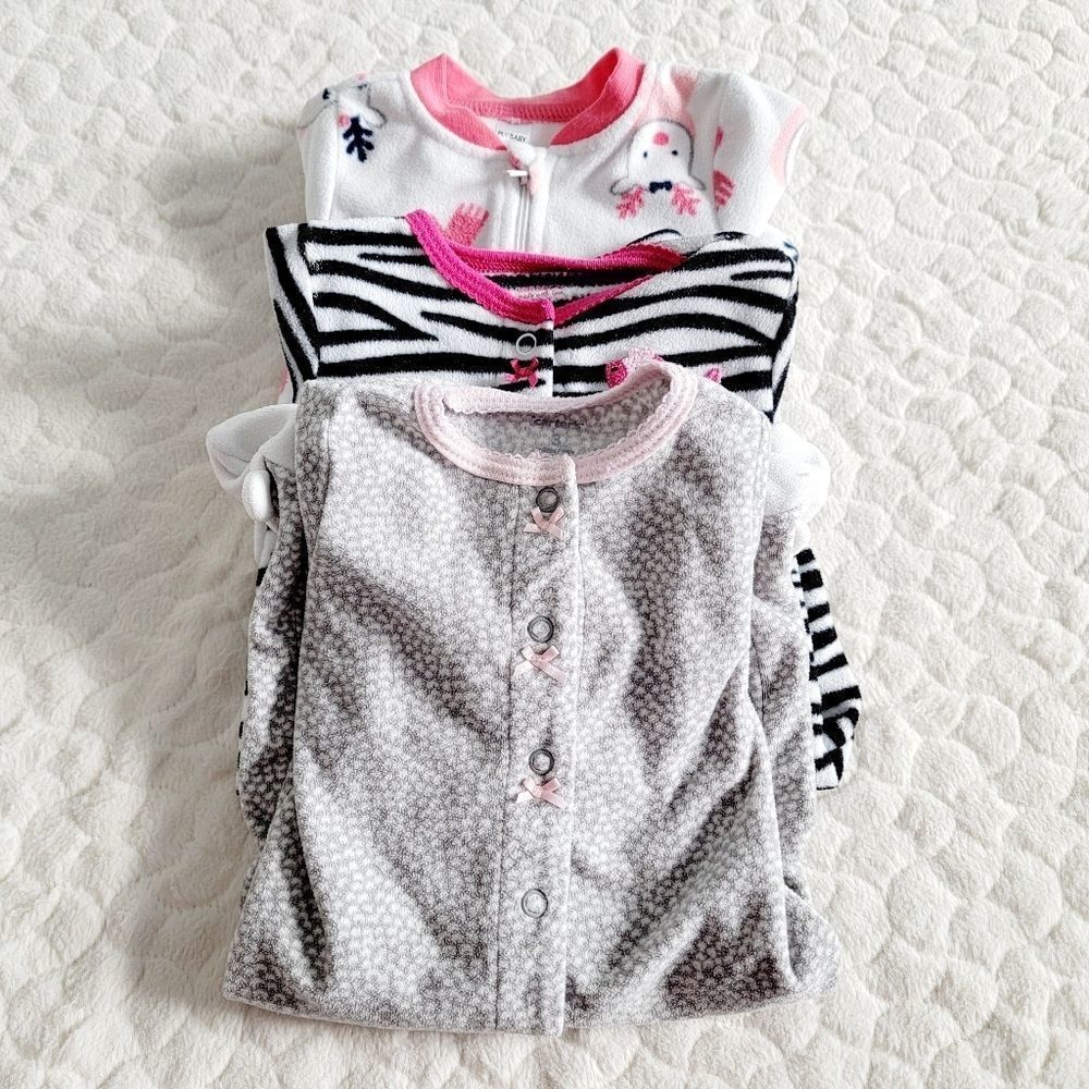 Baby blanket sleepers 3 months footies reindeer bears zebra